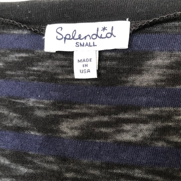 Splendid V-neck long sleeve tee black and nay stripes. Size S - Picture 5 of 6